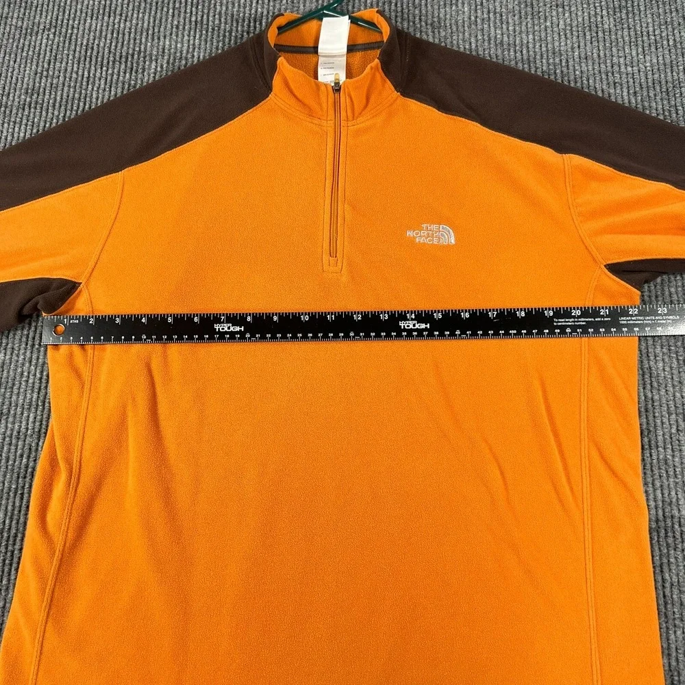 The North Face Mens Sweatshirt Large Orange Long Sleeve 1/4 Zip Mock Neck Fleece